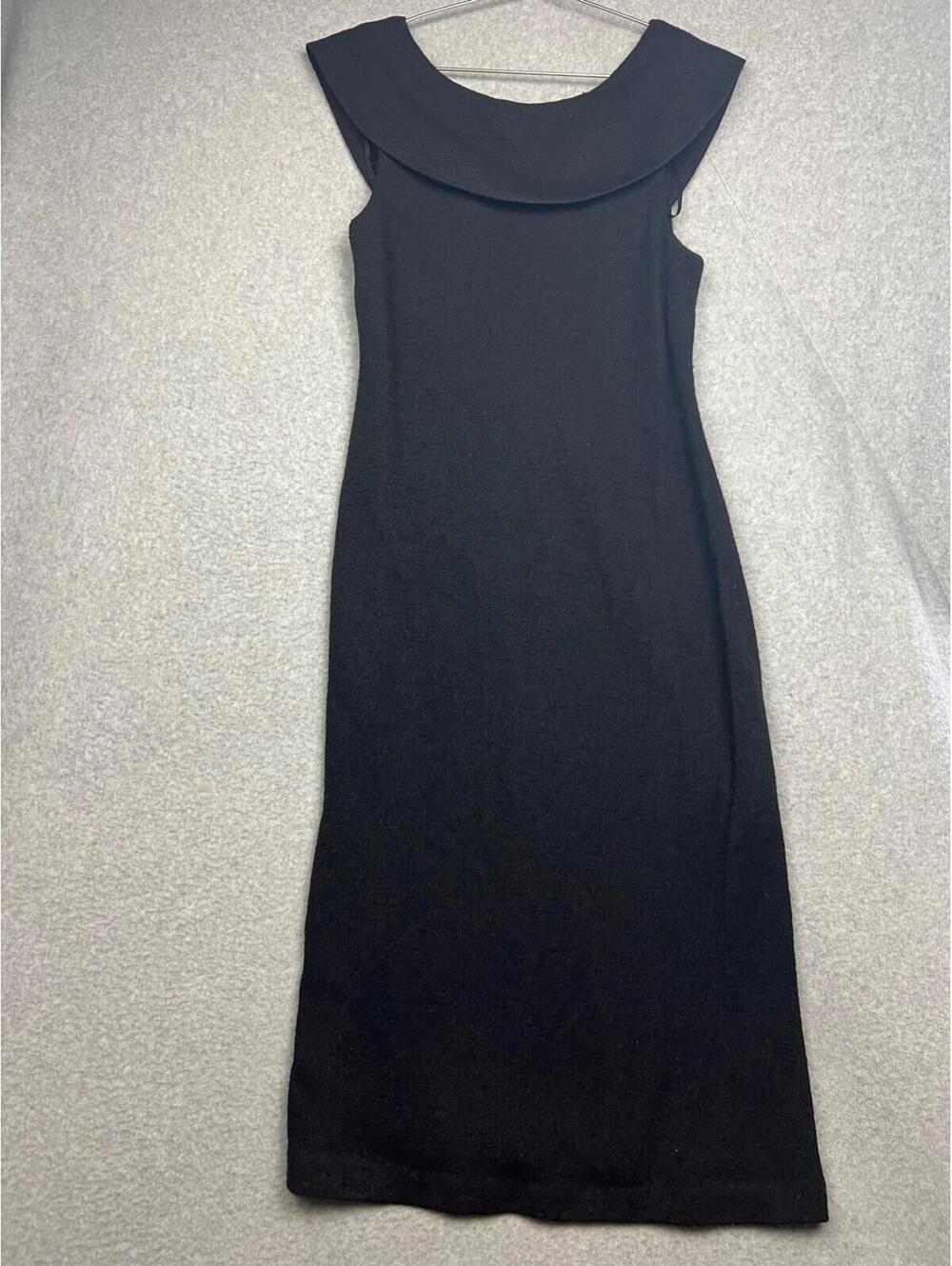 Banana Republic Wool Knit Midi Sheath Dress Womens 8 Minimalist Black